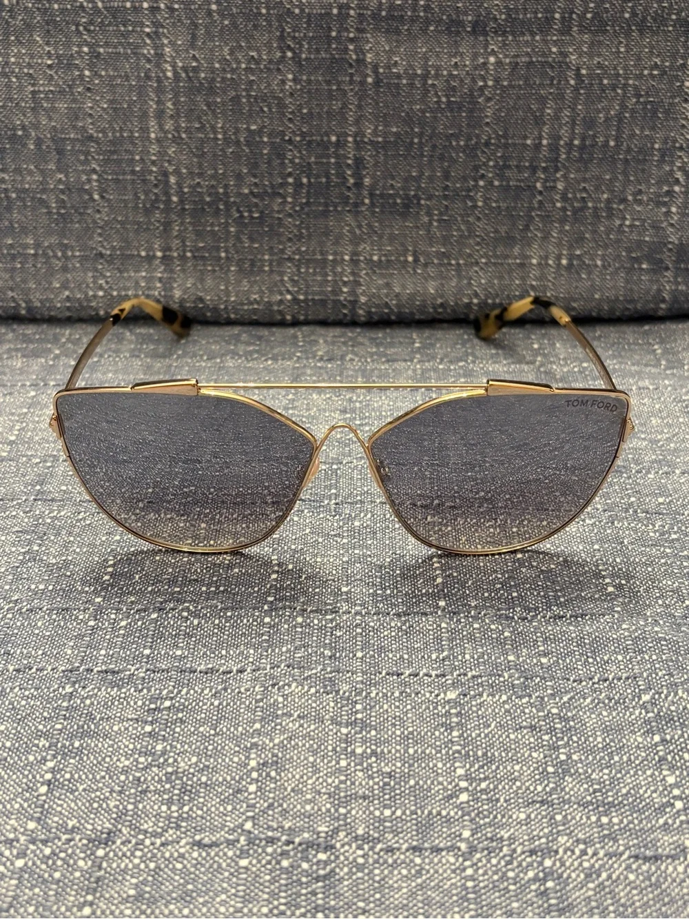 Tom Ford Jacquelyn Gold Frame Cat Eye Sunglasses with Gray Lenses